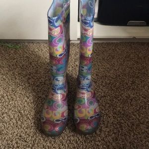 Multi color coach rain boots